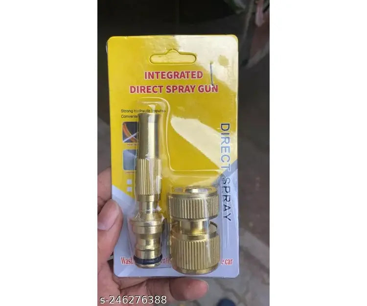 Pure-BRASS Water Spray tool Nozzle 1/2, Strong UNI-BODY, Adjustable Spray, Connects to Hose Pipe, For Garden-Car-Pets-Window-Washing, Jet Spray, High Pressure - SuperbKishan