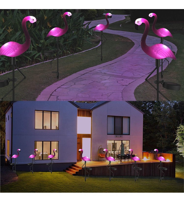 Flamingo LED Solar Lights, 2 Pack Solar Garden Lights, Waterproof with Solar Panel, Outdoor Light, Night Light, Home Decor for Garden Lawn - SuperbKishan