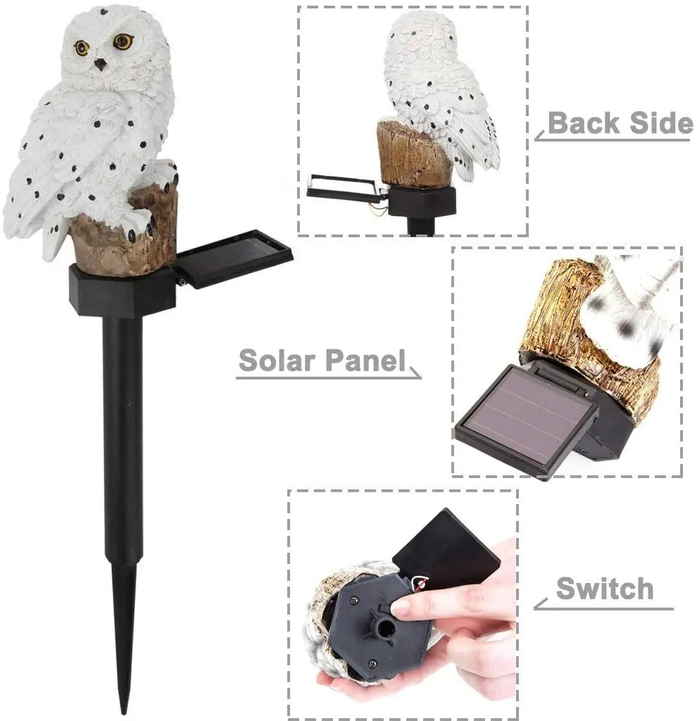 Solar Garden Light Owl Ornament Animal Bird - SuperbKishan