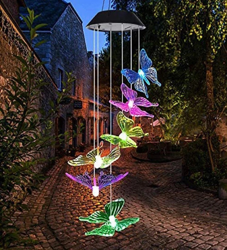 Outdoor Garden Lighting Solar Color-Changing wind chime LED Solar Butterfly Wind Chimes Color Changing Waterproof Garden Lights - SuperbKishan