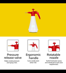 Pressure Spray Pump (1000ml, White and Red) | Plastic Spray Pump For Gardening | Mist and Jet | Pressure Sprayer For Home Gardening | Easy Use Spray Pump | Hand Powered