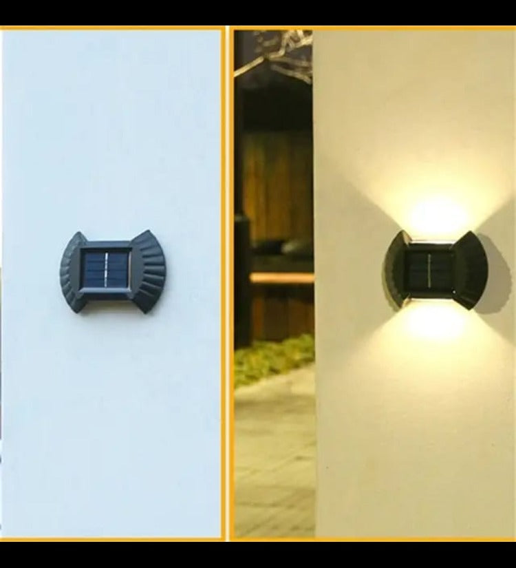 Solar Wall Lights Small Fence Lights Solar Powered, Up Down LED Porch Light, Luces Solares para Exteriores(Solar Pack 4,Plastic)