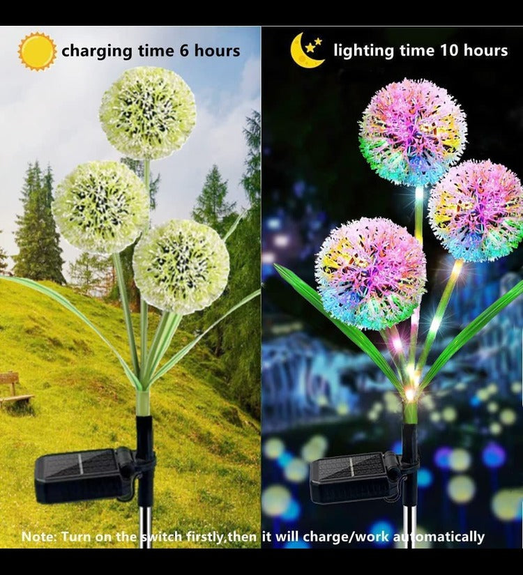 Solar Outdoor Lights Decorative, Solar Garden Dandelion Lights with 36 LED & 2 Working Modes, IP65 Waterproof Lights for Pathway, Yard, Lawn Decoration [ Multi, Pack of 1 ]