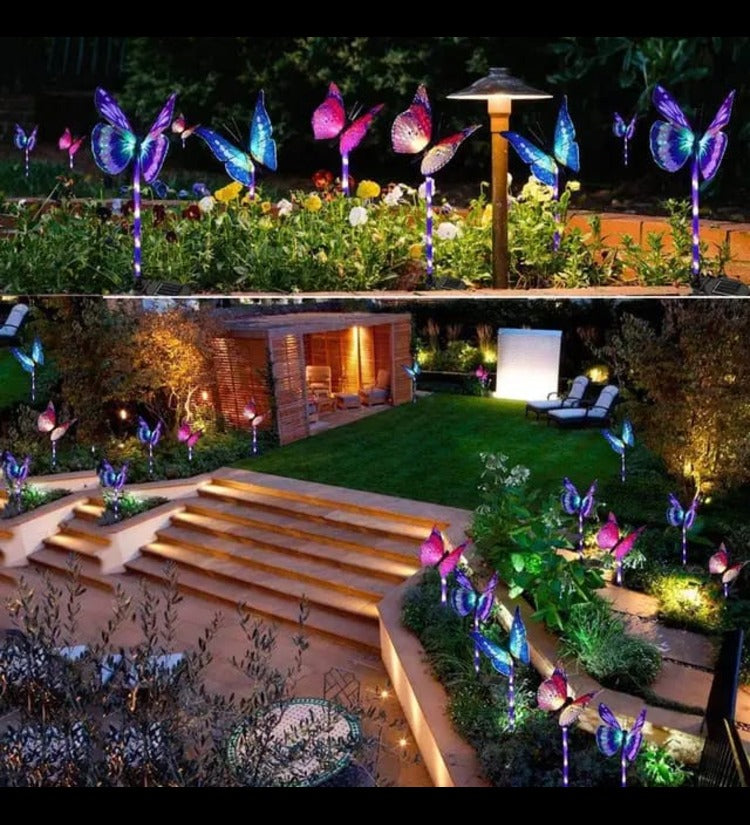 Hummingbird, Butterfly & Dragonfly LED Solar Garden Stake Light for Home (Pack of 3)