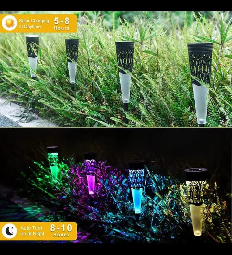 Solar LED Home Decorative Light Waterproof Pathway Lamp for Outdoor Garden(Pack of 2-RGB) ABS Plastic