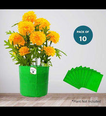 Plastic Grow Bag, Green And Orange, 9 X 12 Inch, Pack Of 10