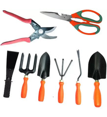 Gardening Tool sets combo pack of 8 pcs ( German Style Cutter, Multipurposes scissor for garden & kitchen with Khurpa 2 Inches ) Garden Tool Kit (8 Tools)