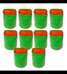Plastic Grow Bag, Green And Orange, 9 X 9 Inch, Pack Of 10